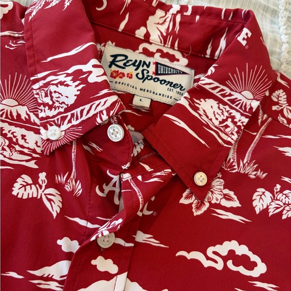 Reyn Spooner Alabama Crimson Tide Hawaiian Button Down Men’s Large EUC - Picture 2 of 7